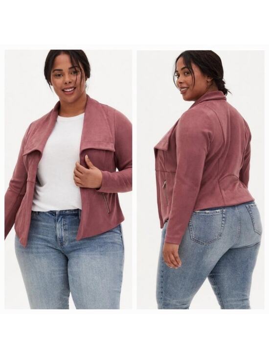 torrid Jackets & Blazers - Torrid Women’s Faux-Suede Moto Jacket - Dusty Rose